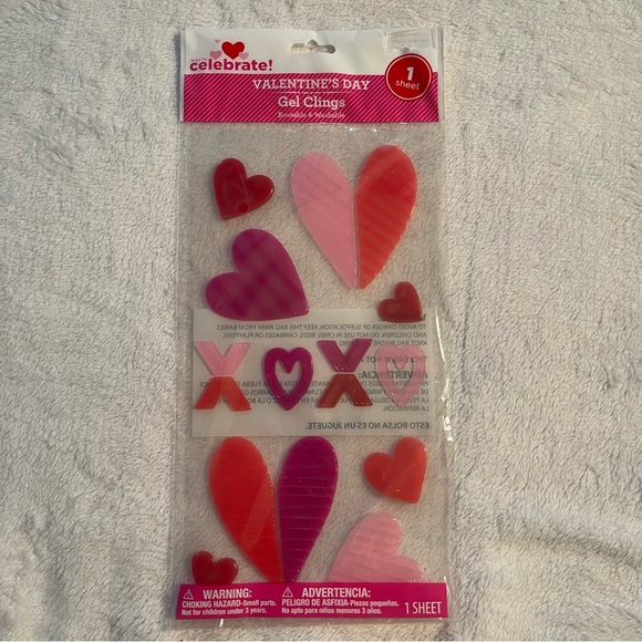 Window Gel Clings Valentines Day Colorful Hearts XOXO Teachers Supply Decor - Picture 1 of 8